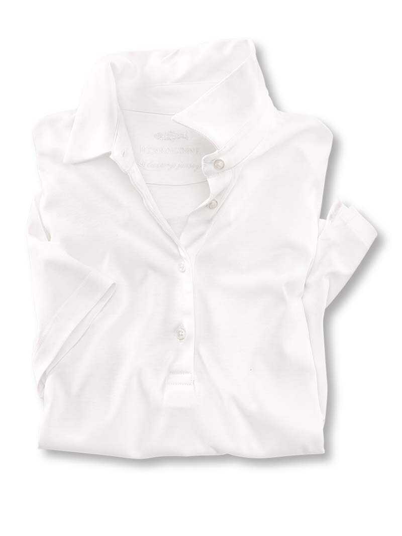 Weißes Damenpoloshirt aus Swiss Cotton Jersey