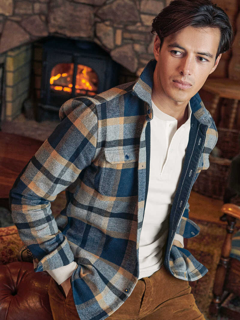 Hemdjacke 'Tartan Grey Marl' aus Doppelgewebe