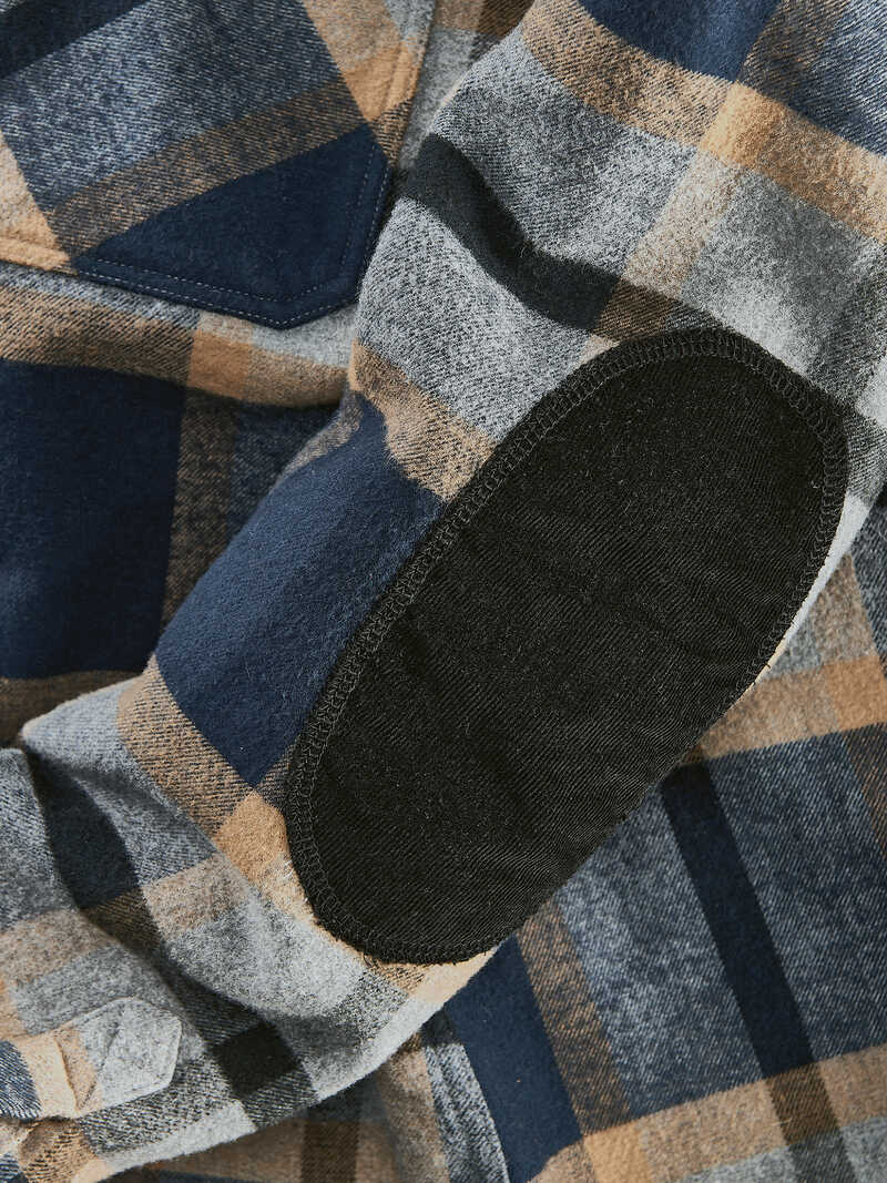 Hemdjacke 'Tartan Grey Marl' aus Doppelgewebe
