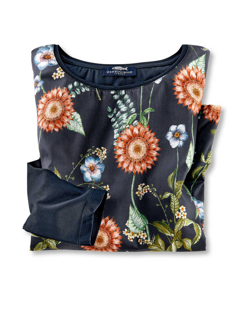 Damen-Shirtbluse mit Blten-Print