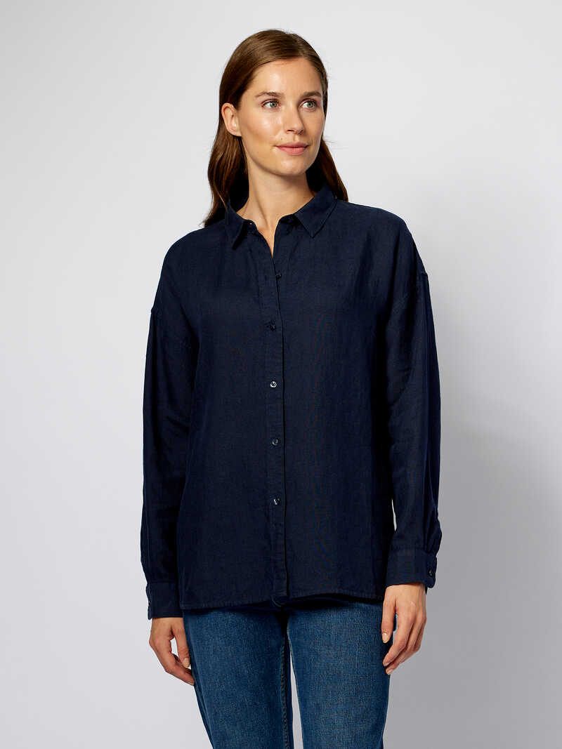 Oversized-Leinenbluse Hampton mit Hemdkragen