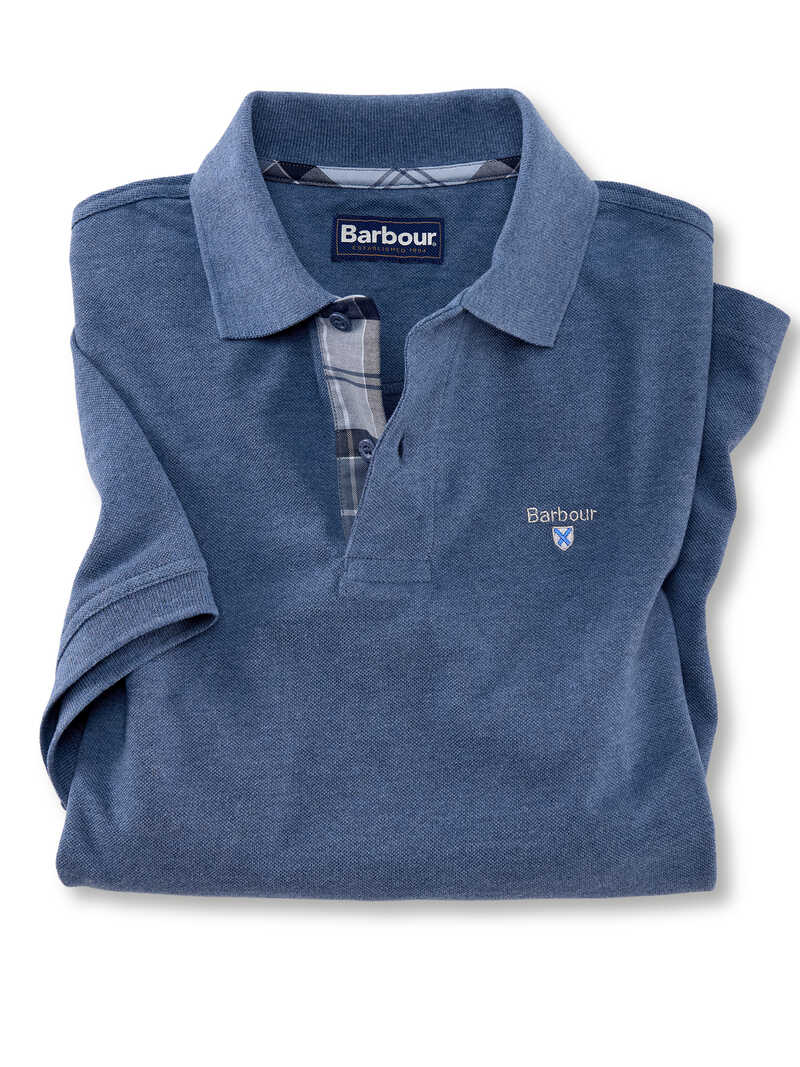 Tartan-Piqu-Polo in Blau