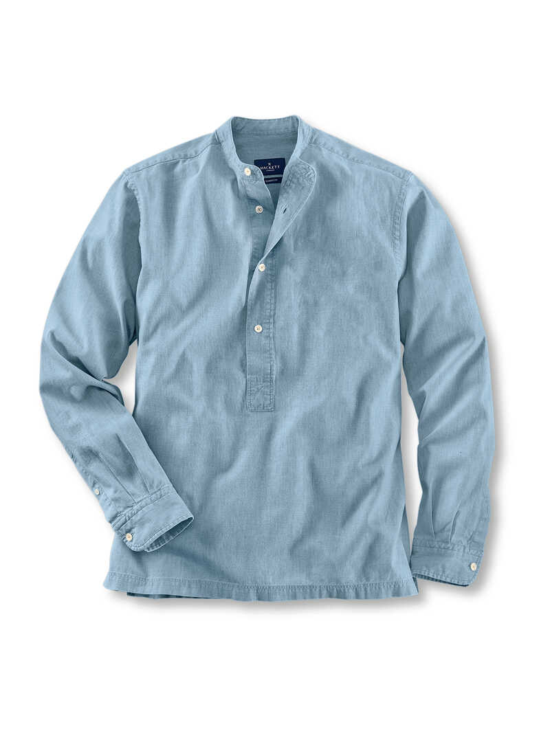 Stehkragenhemd aus Chambray
