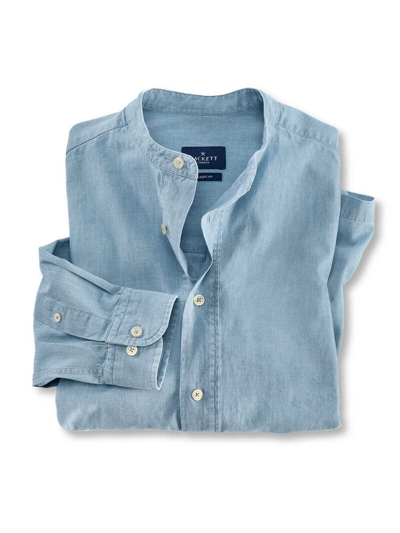 Stehkragenhemd aus Chambray