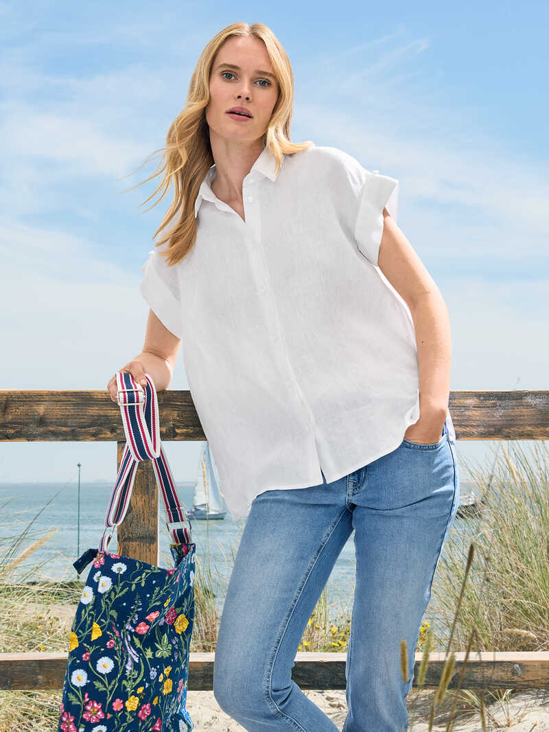 Weie Leinenbluse oversized