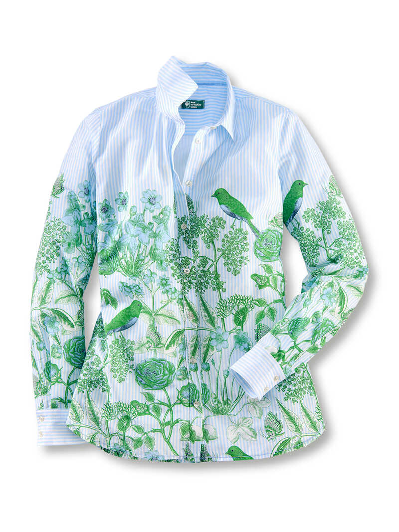 Streifenbluse mit Blumen