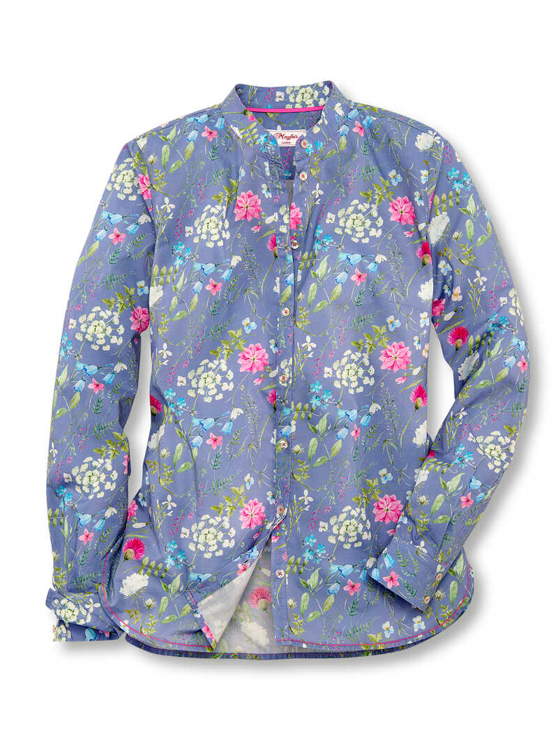Stehkragenbluse mit Blumen