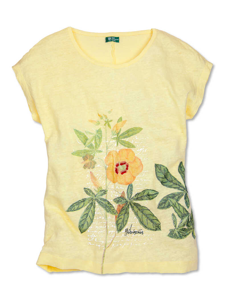 Leinen-Blumenshirt Hibiscus