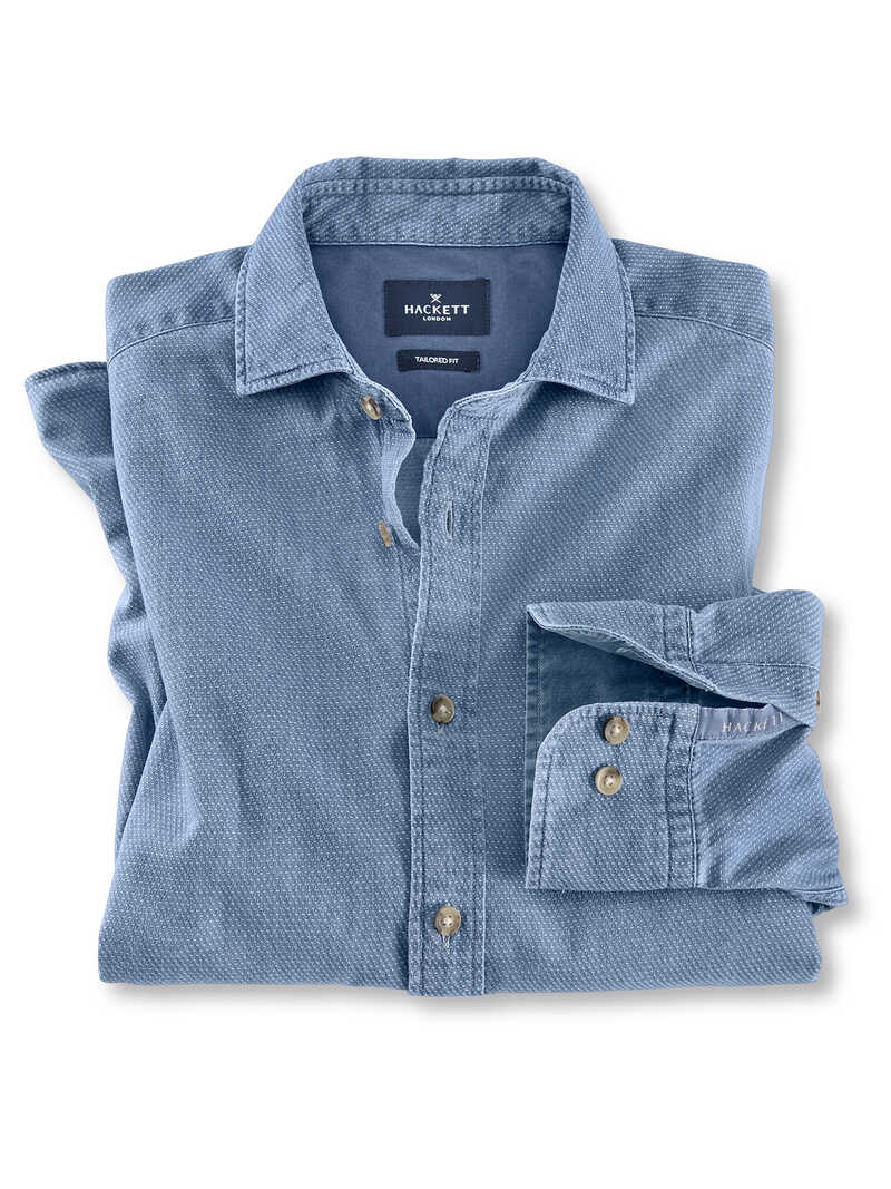 Produktbild zu Basic-Jeanshemd in  Birdseye-Optik