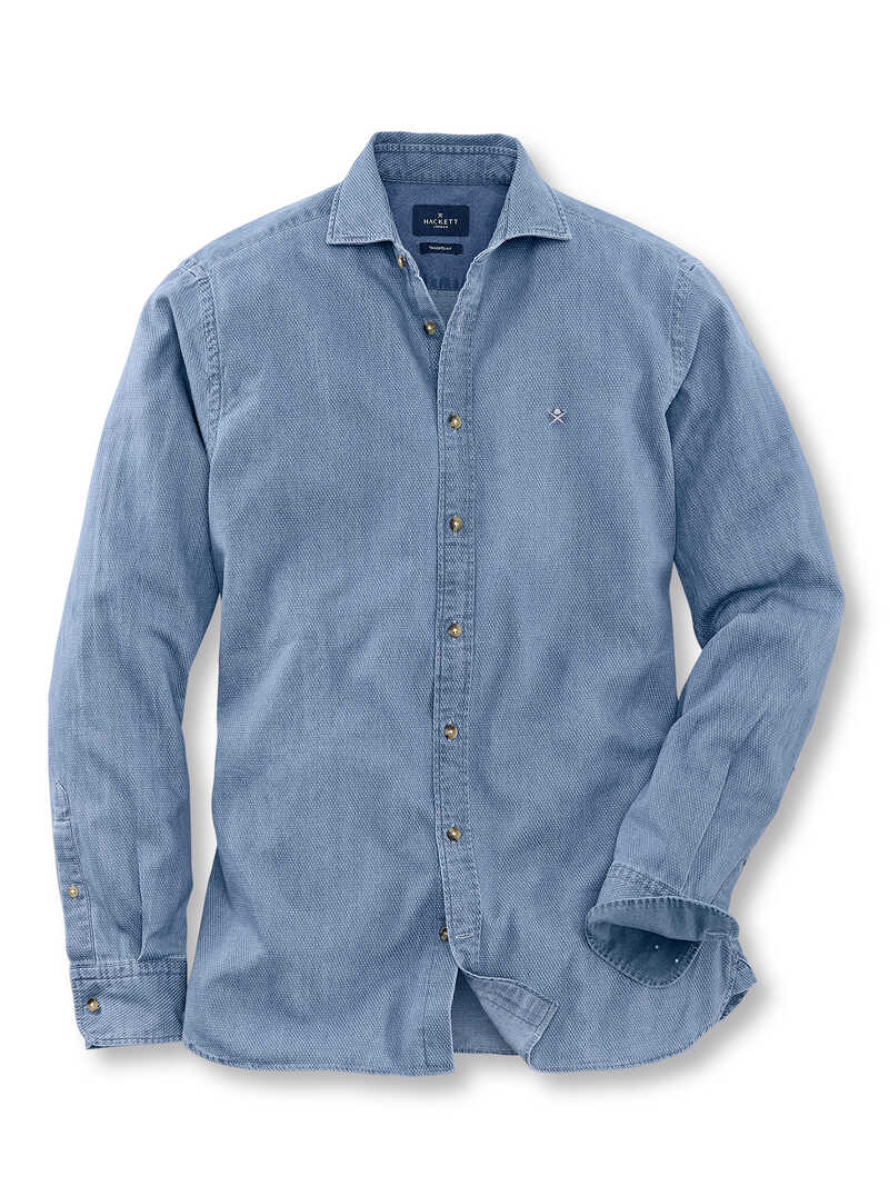 Alternatives Bild 1 zu Basic-Jeanshemd in  Birdseye-Optik