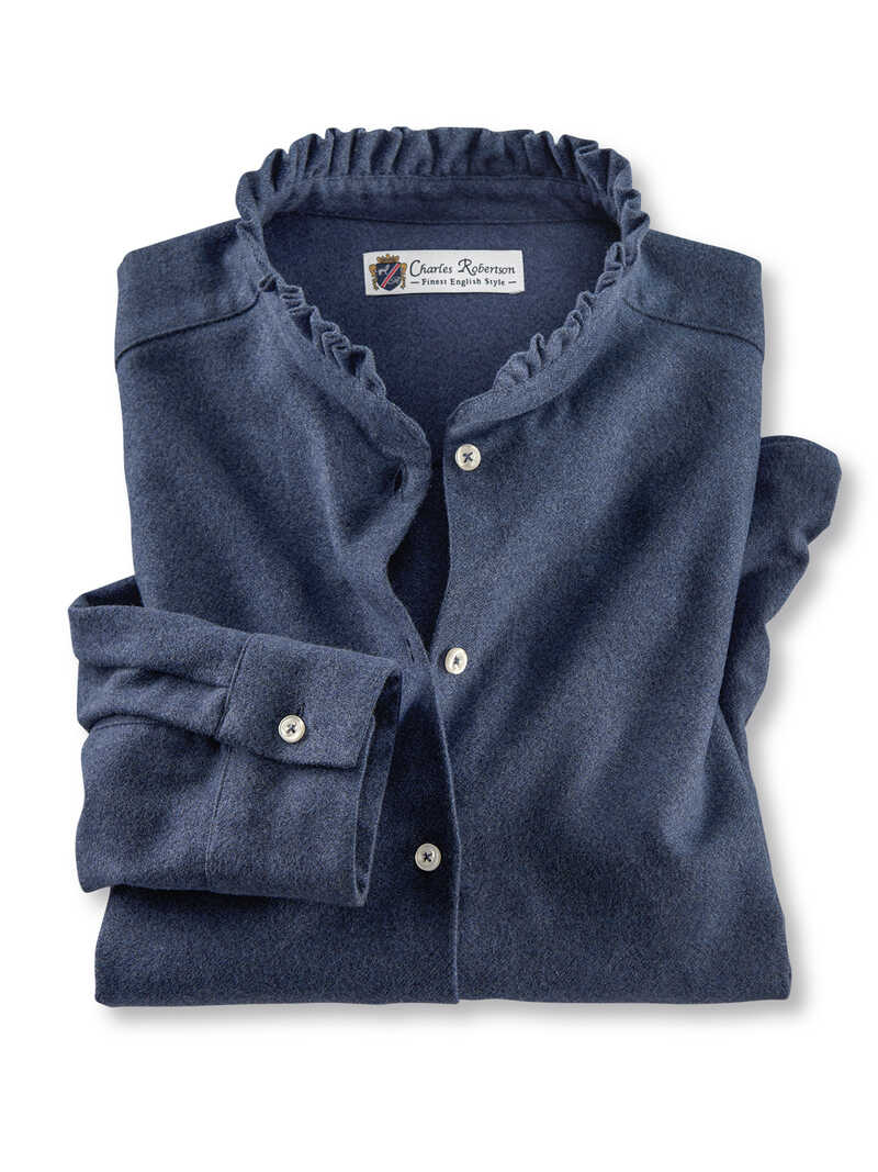 Produktbild zu Flanellbluse mit Rschenkragen