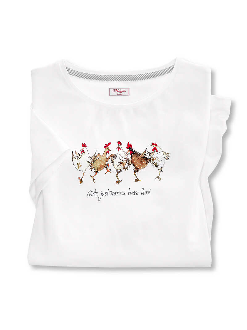 Alternatives Bild 1 zu Wei�es T-Shirt mit H�hnerprint