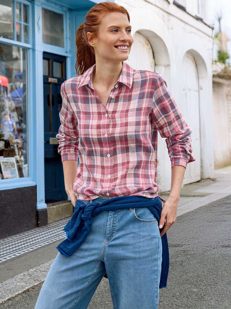 Alternatives Bild 1 zu Karierte Leinenbluse