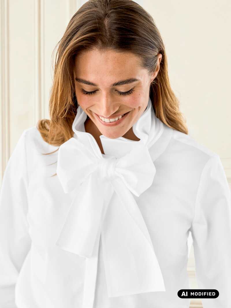 Alternatives Bild 2 zu Wei�e R�schenbluse mit abnehmbarer Schleife
