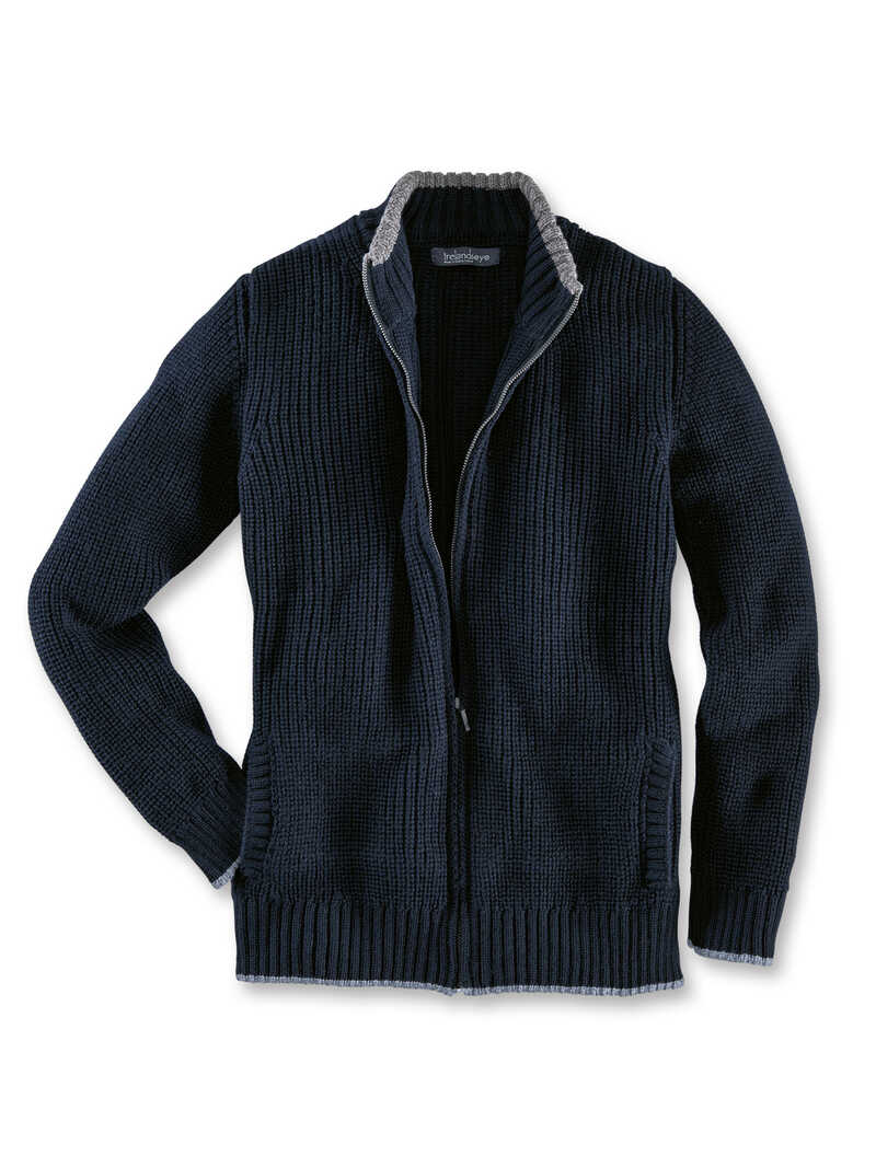Schurwoll-Cardigan fr Herren in Navy