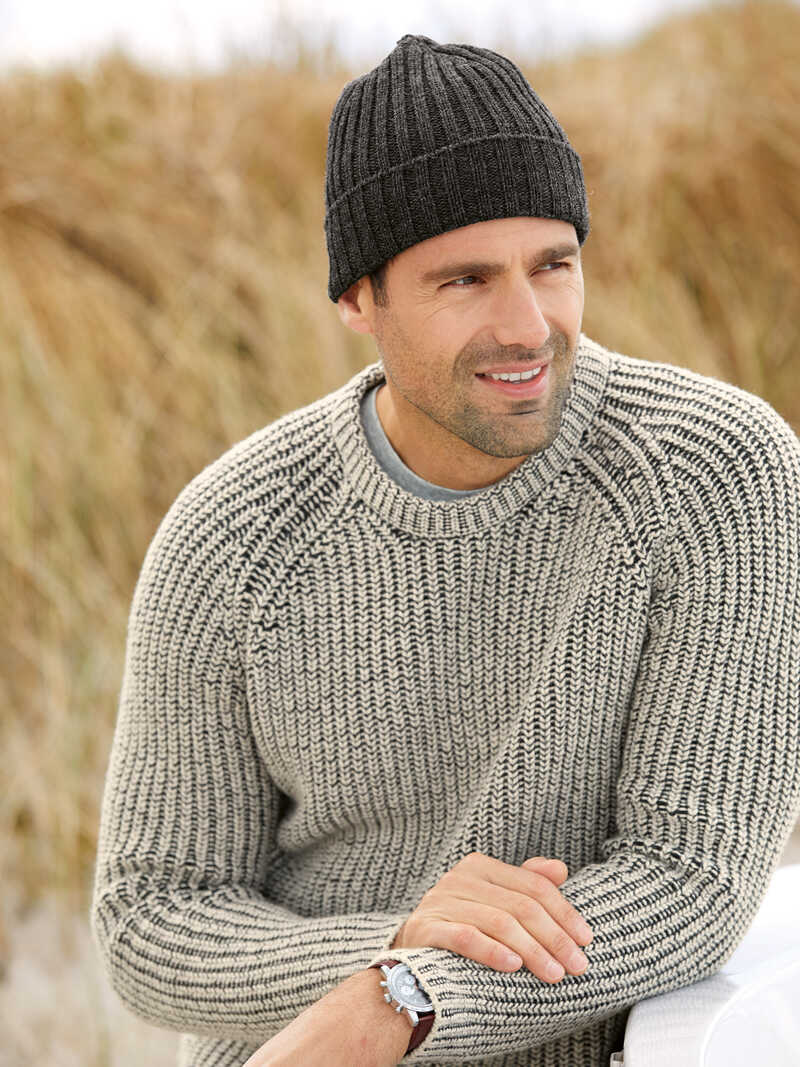 Grauer Wollpullover fr Herren