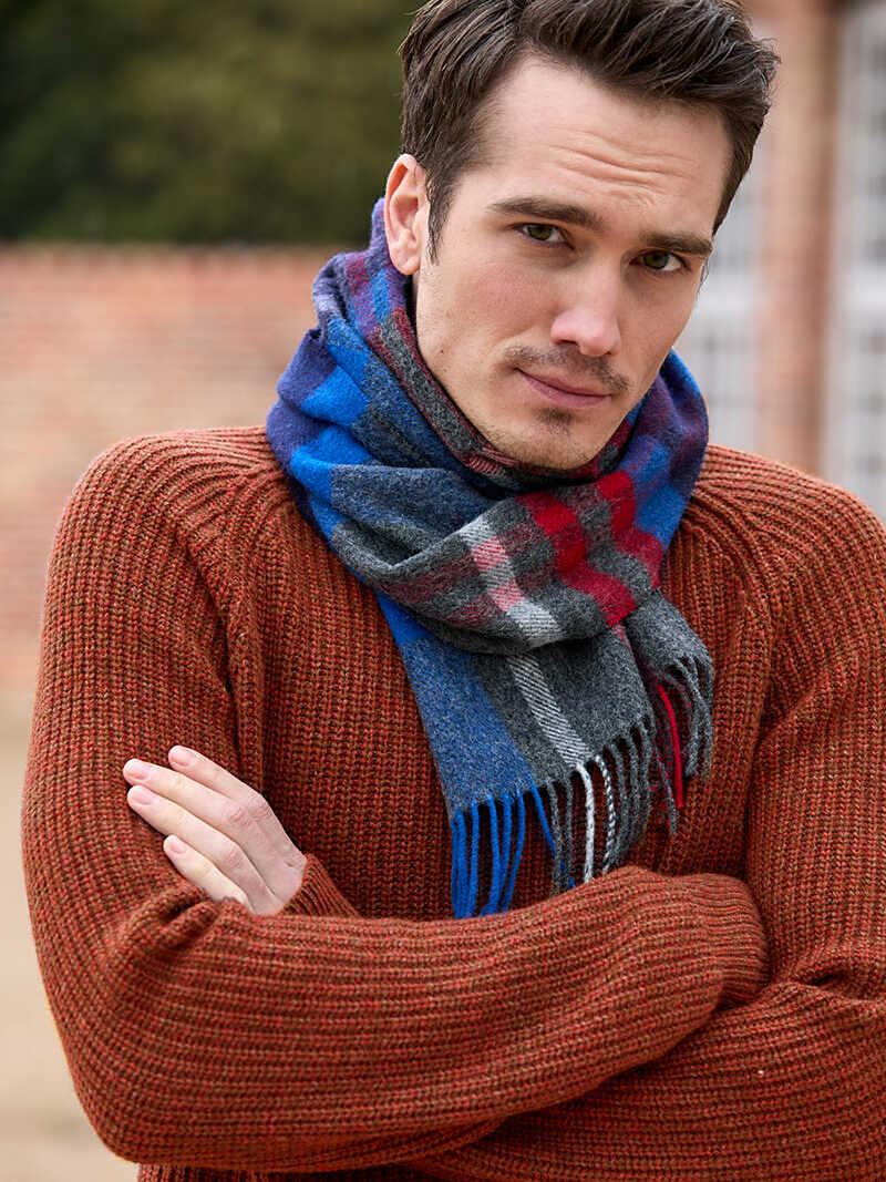Lambswool-Pullover fr Herren mit Rippenstrick
