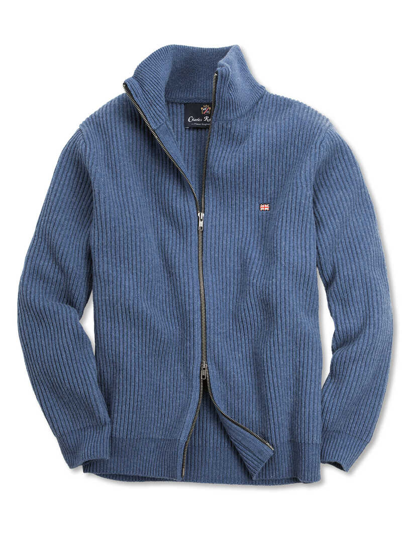 Alternatives Bild 2 zu Zip-Cardigan aus Lambswool mit Patentstrick
