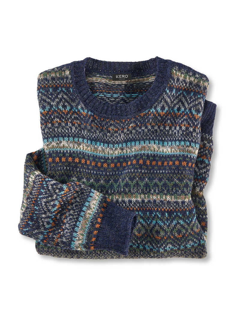 Alpakapullover mit Fair-Isle-Muster