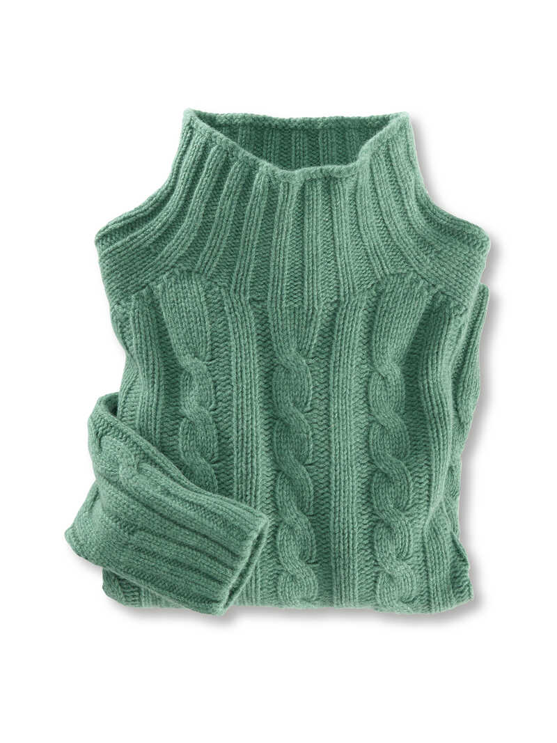 Zopfstrick-Damenpullover aus Lambswool