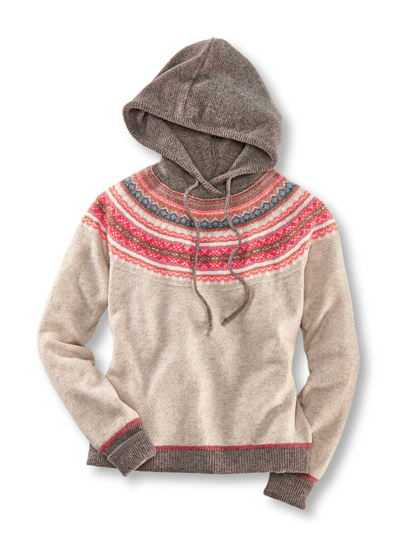 Lambswool-Strickhoodie Fair Isle fr Damen