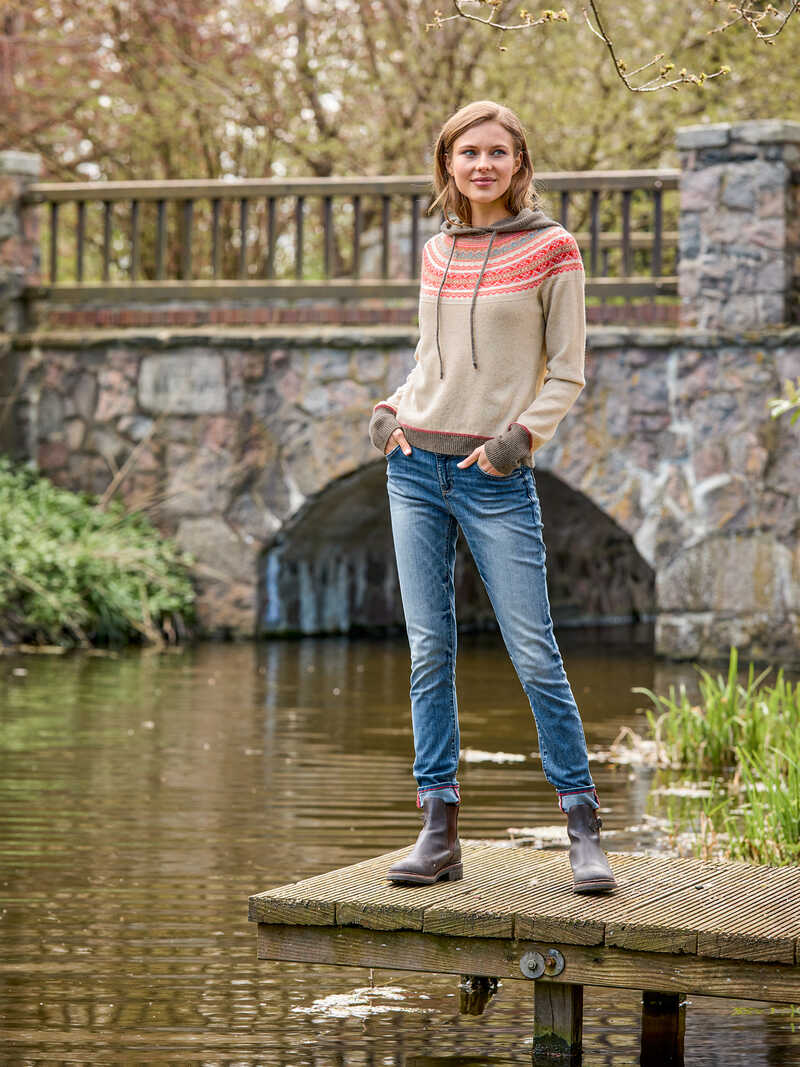Lambswool-Strickhoodie Fair Isle fr Damen