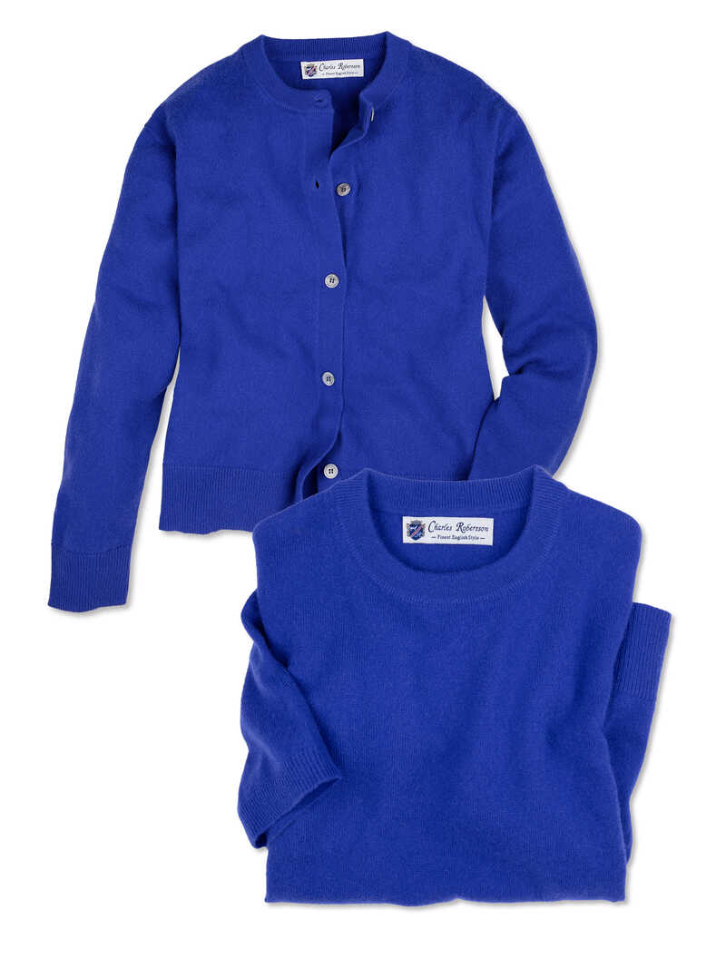 Kachmir-Twinset in Blau