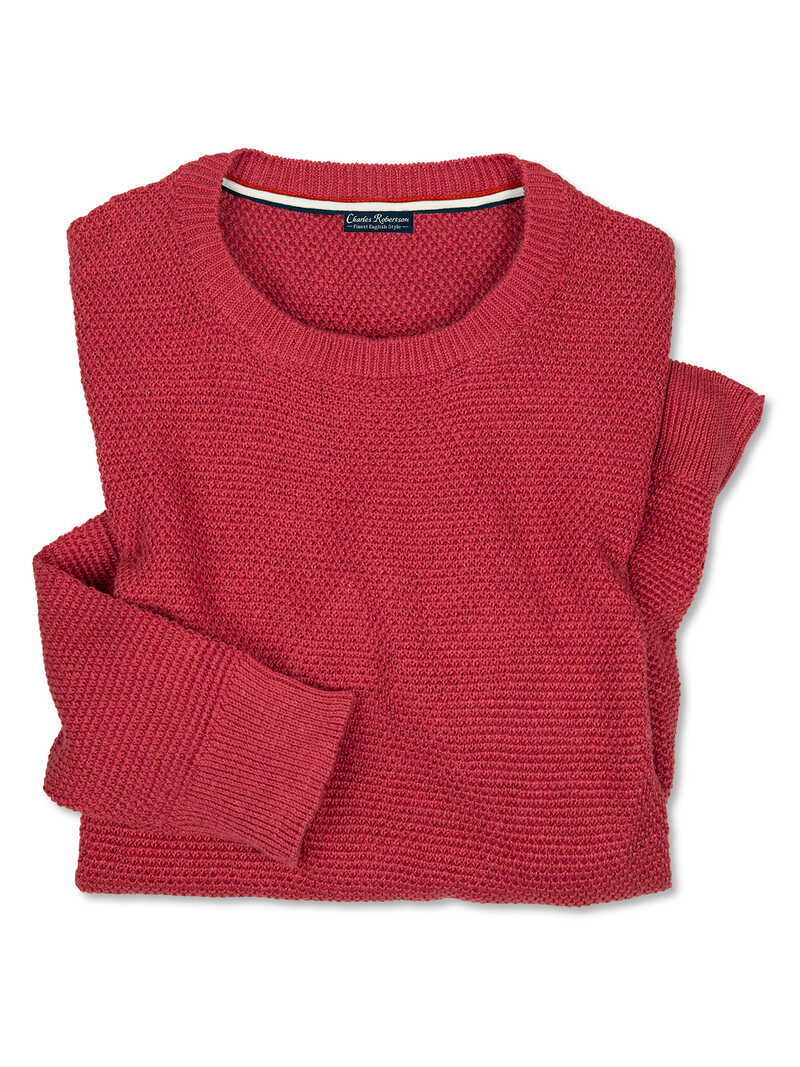 Roter Leinenpullover