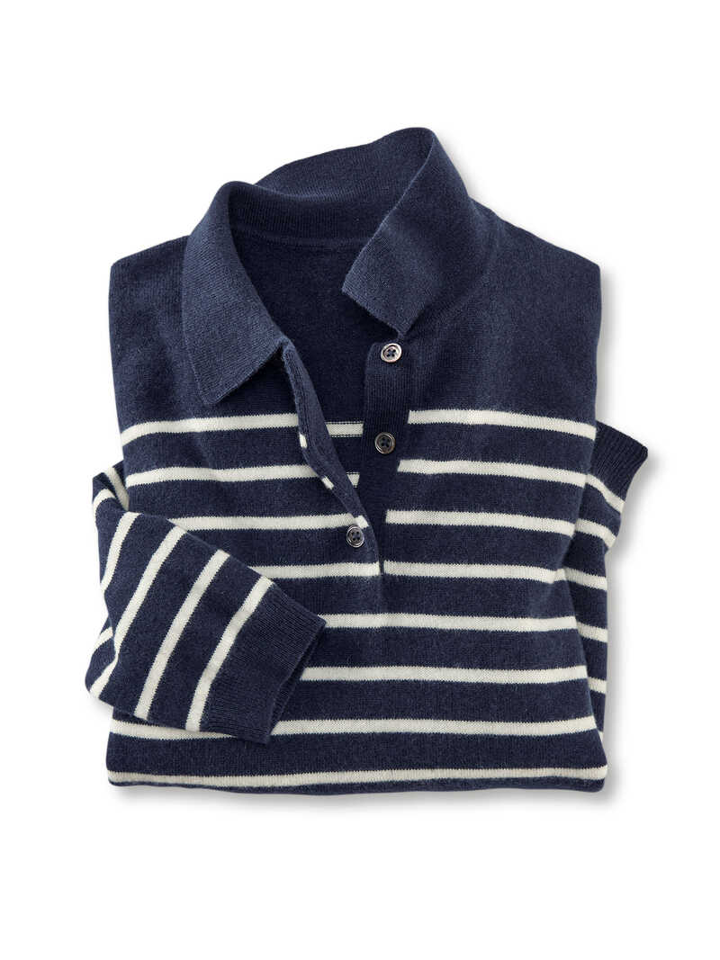 Streifenpullover mit Polokragen
