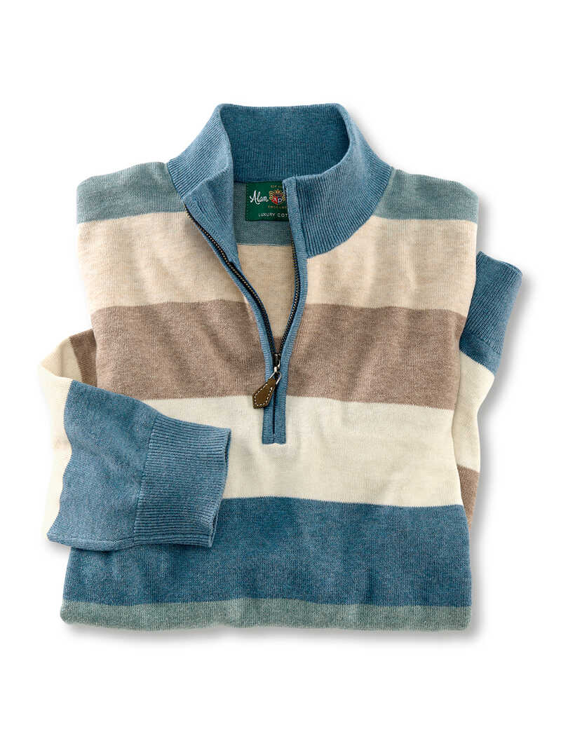 Troyer-Pullover mit Blockstreifen Pima Cotton
