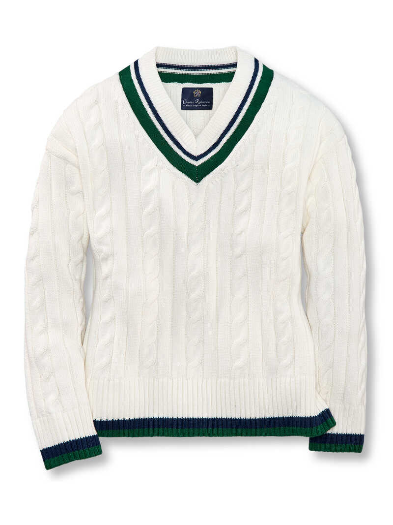 Produktbild zu V-Pullover mit Zopfstrick