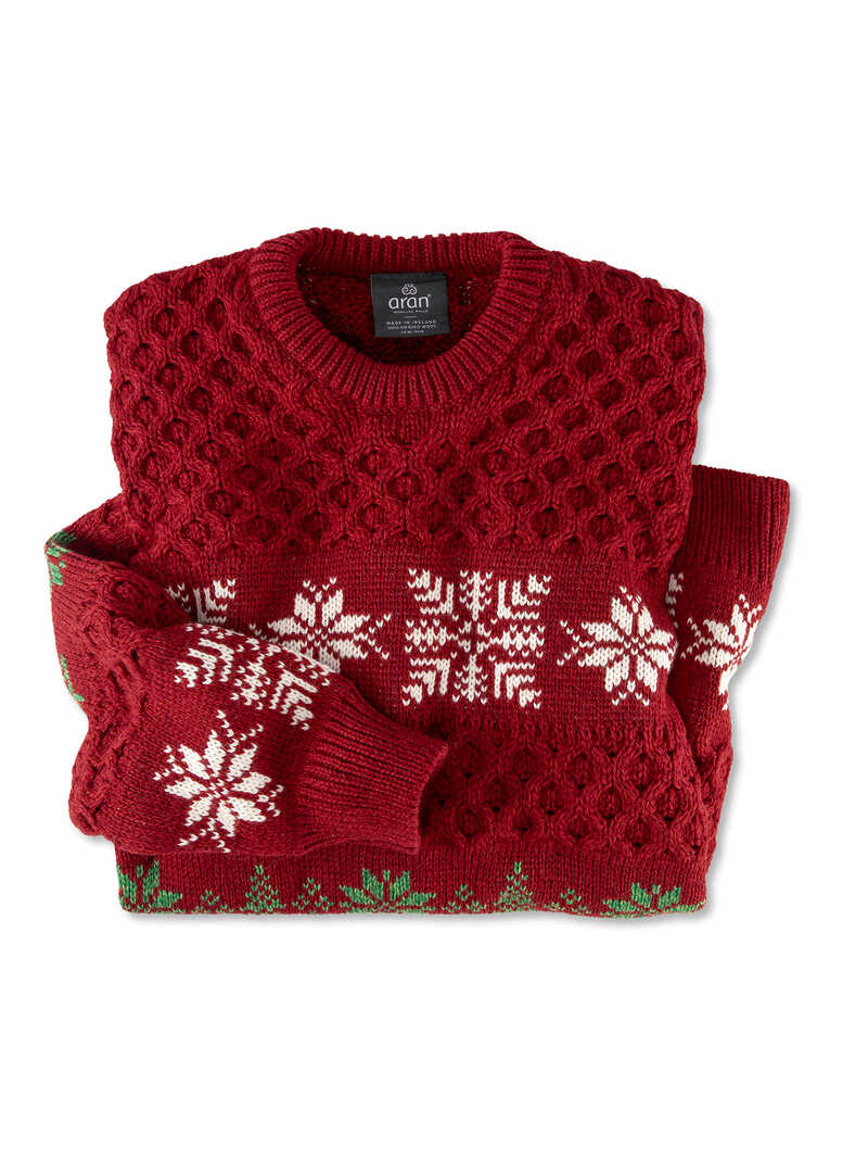Produktbild zu Weihnachtspullover Aranstrick mit Tannenb�umen