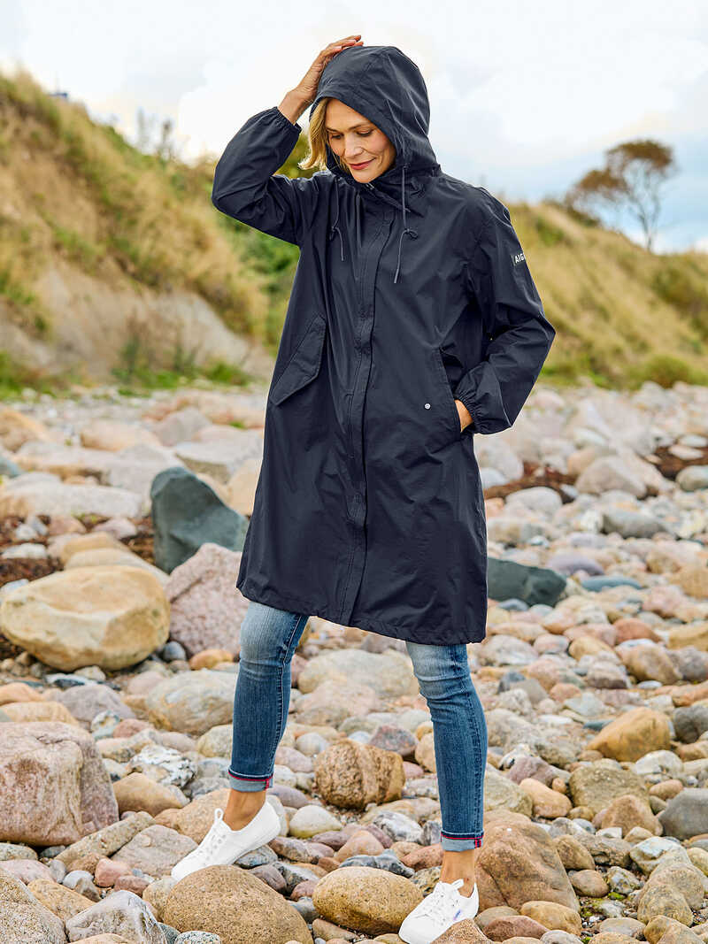 Dunkelblaue regenjacke damen