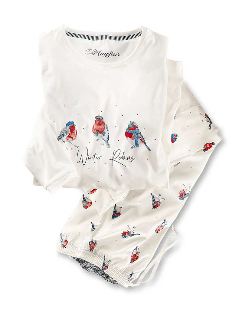 Pyjama mit Rotkehlchen fr Damen