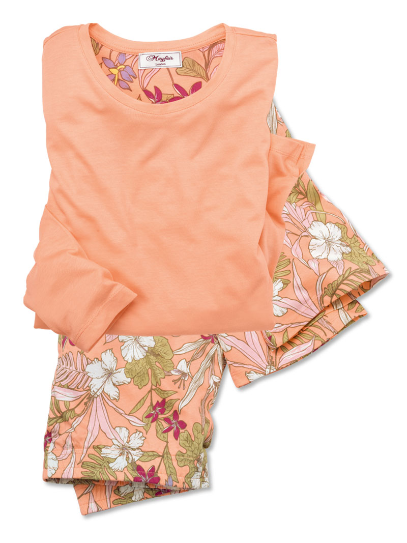 Damen-Pyjama mit Hose im Blumenprint