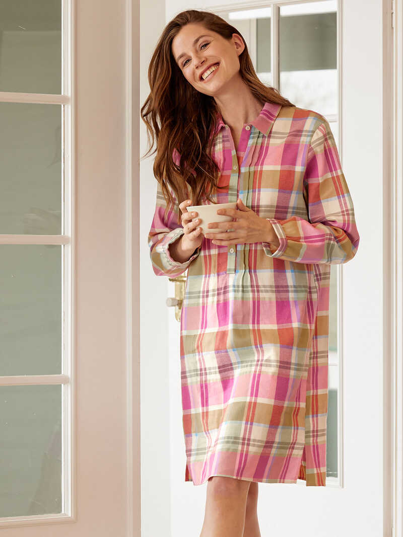 Damen-Flanell-Schlafshirt im Madraskaro
