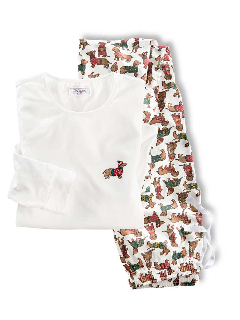 Weihnachts-Pyjama mit Dackel-Print