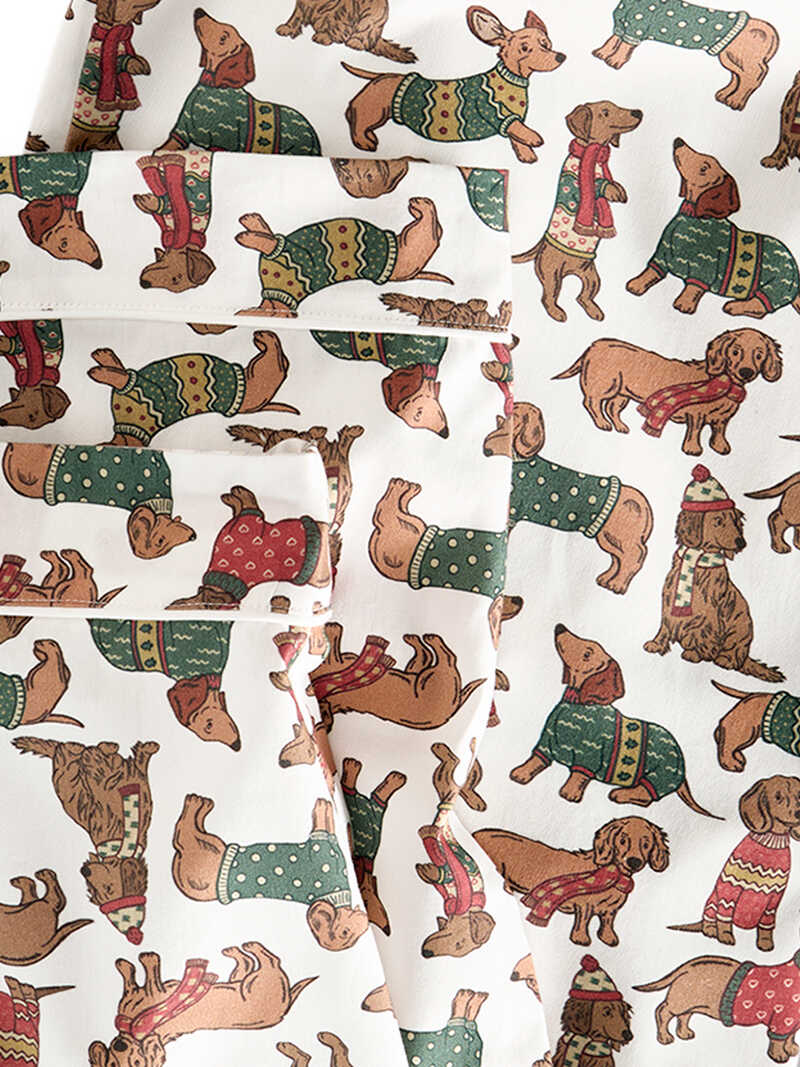 Weihnachts-Pyjama mit Dackel-Print