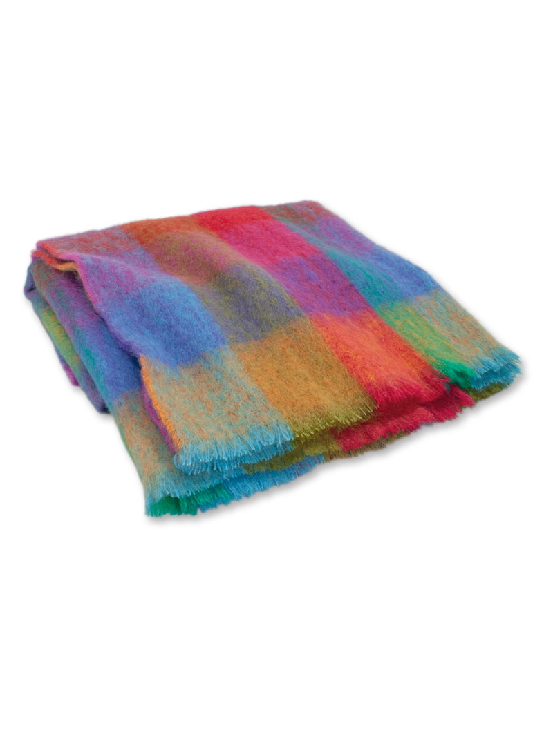 Bunte Decke aus Mohair und Wolle