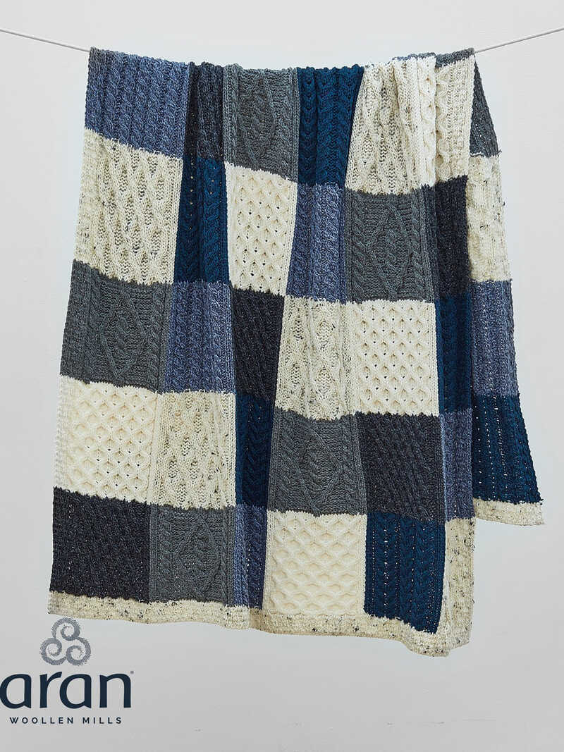 Irisches Wollplaid mit Aran-Strickmuster