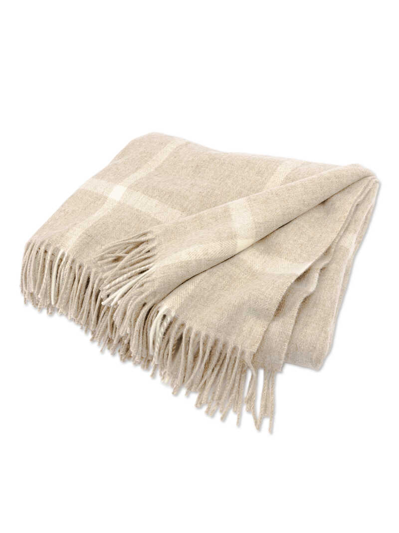 Produktbild zu Englisches Lambswool Plaid Windowpane in Beige