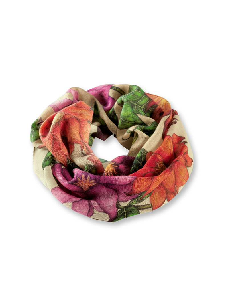 Woll-Loopschal mit Blumen fr Damen