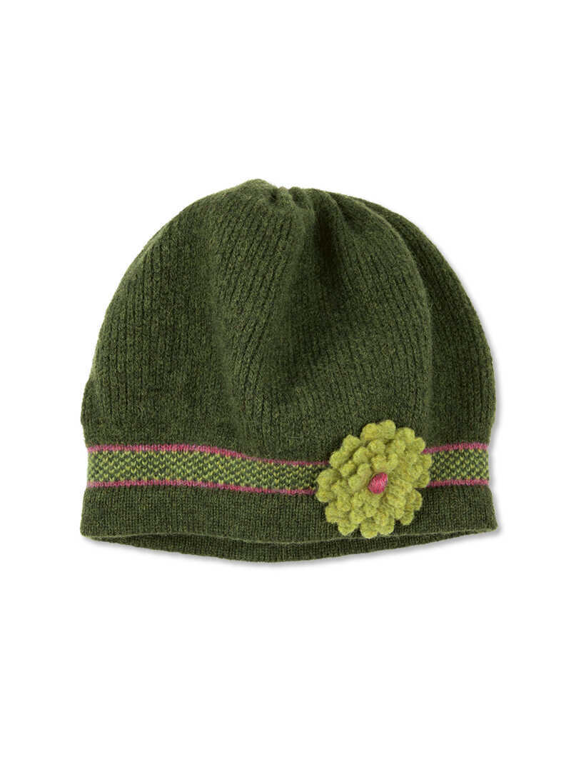 Strickmtze fr Damen mit Blume