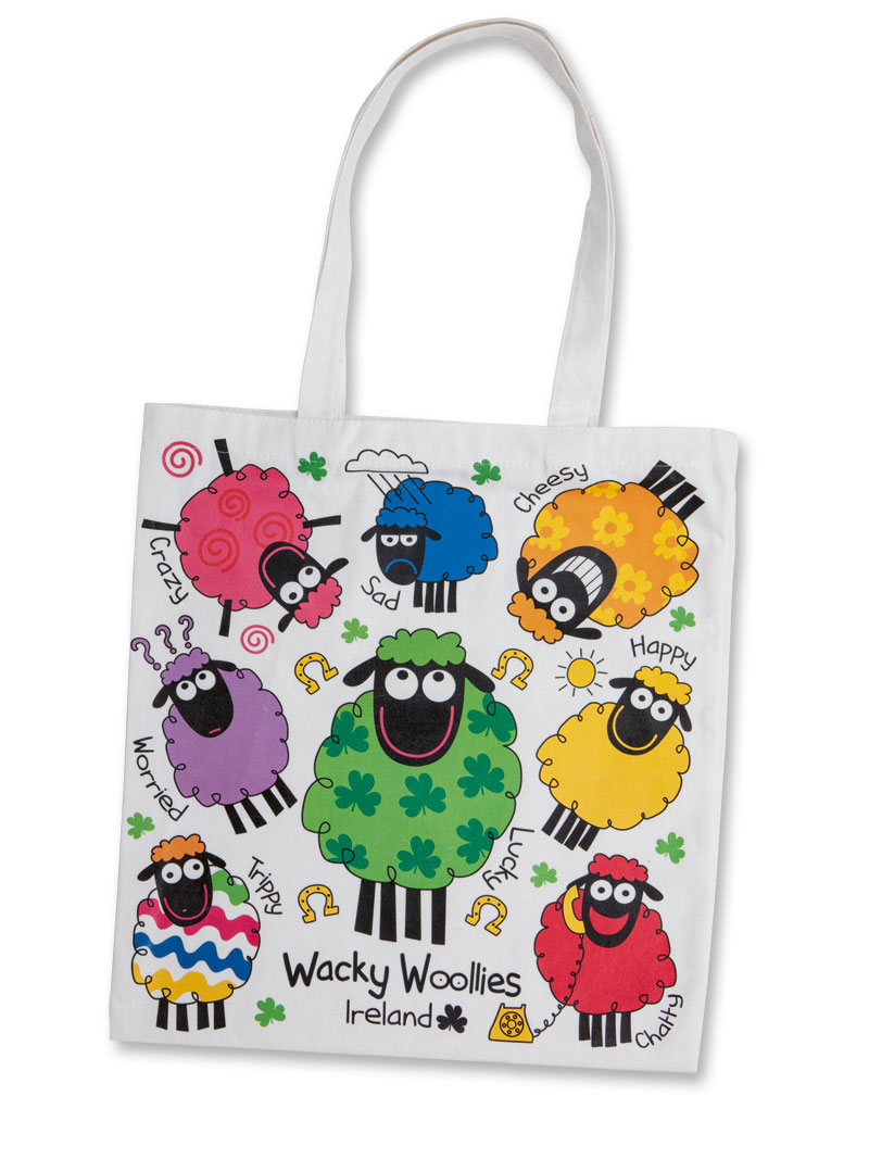 Einkaufstasche Wacky Woollies mit bunten Schafen