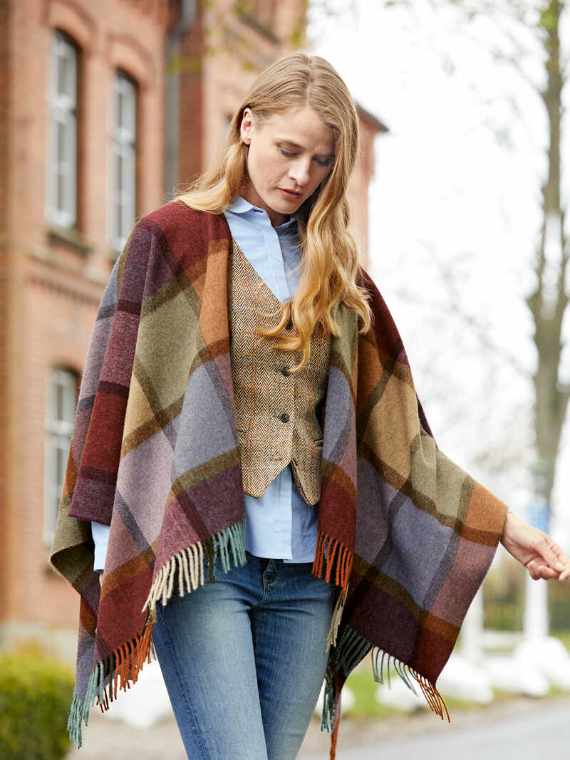 Kariertes Cape fr Damen