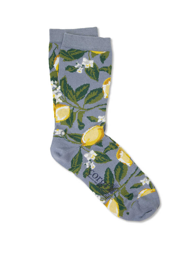 Blaue Damensocken mit Zitronen