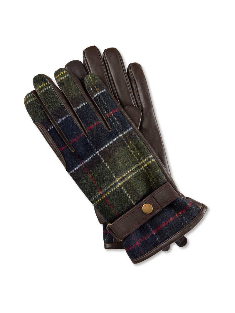 Produktbild zu Leder-Handschuhe Aubrey mit Barbour Tartan