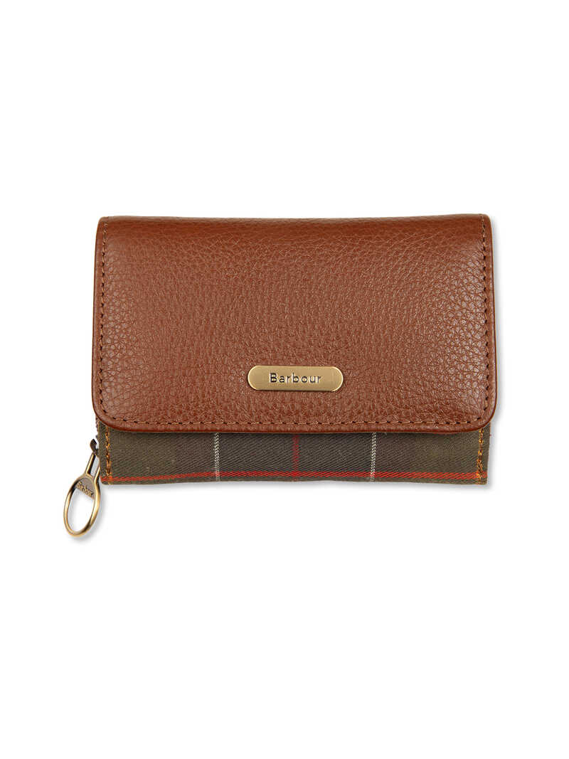 Leder-Geldbörse mit Barbour Tartan