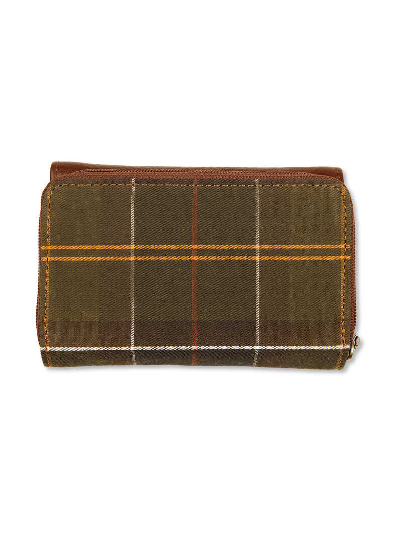 Leder-Geldbörse mit Barbour Tartan