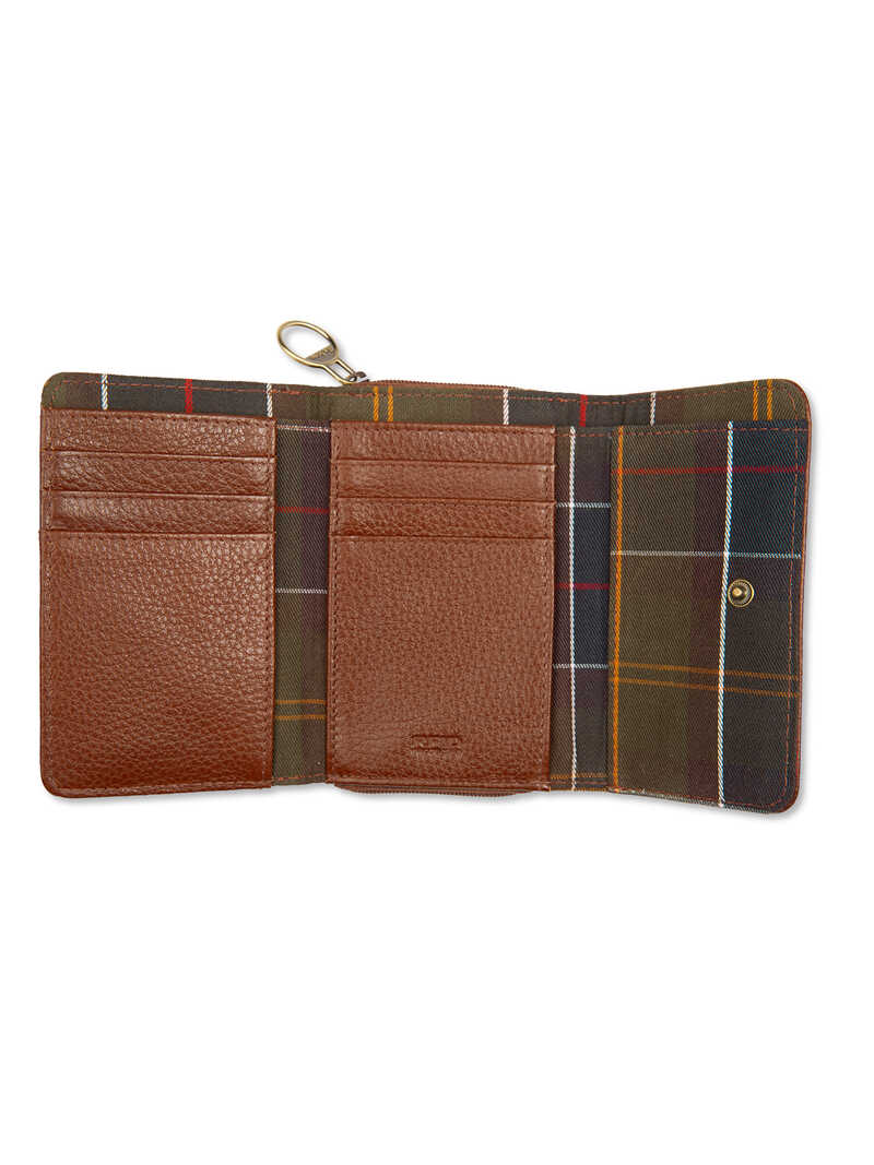 Leder-Geldbörse mit Barbour Tartan
